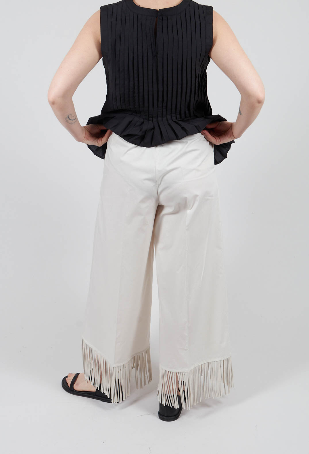 Fringed Trouser in Oyster