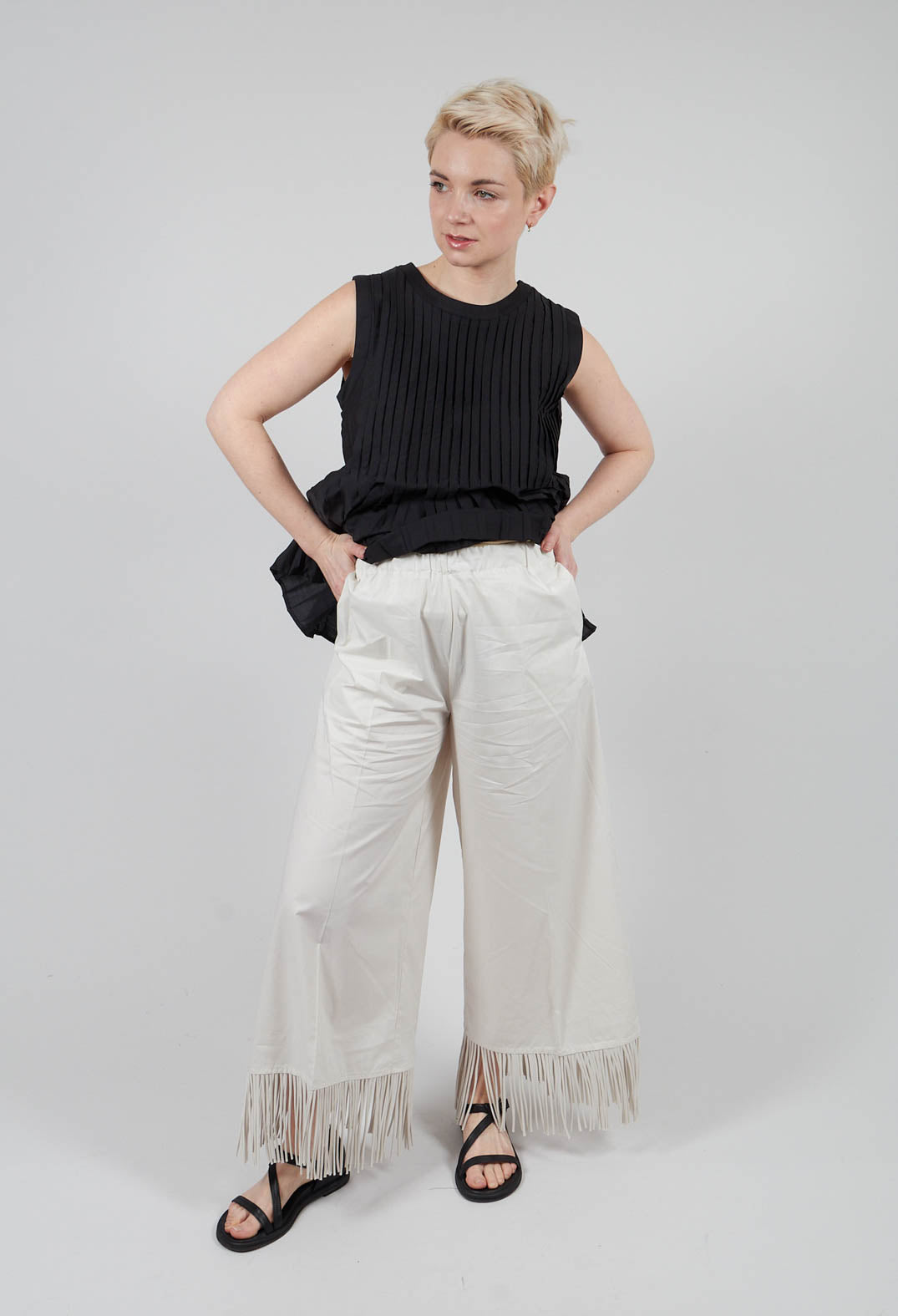 Fringed Trouser in Oyster