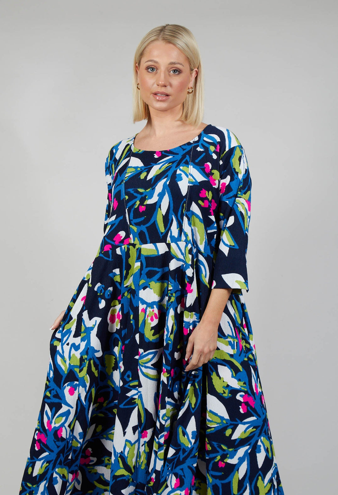 Frivolity Dress in Blue Leaf