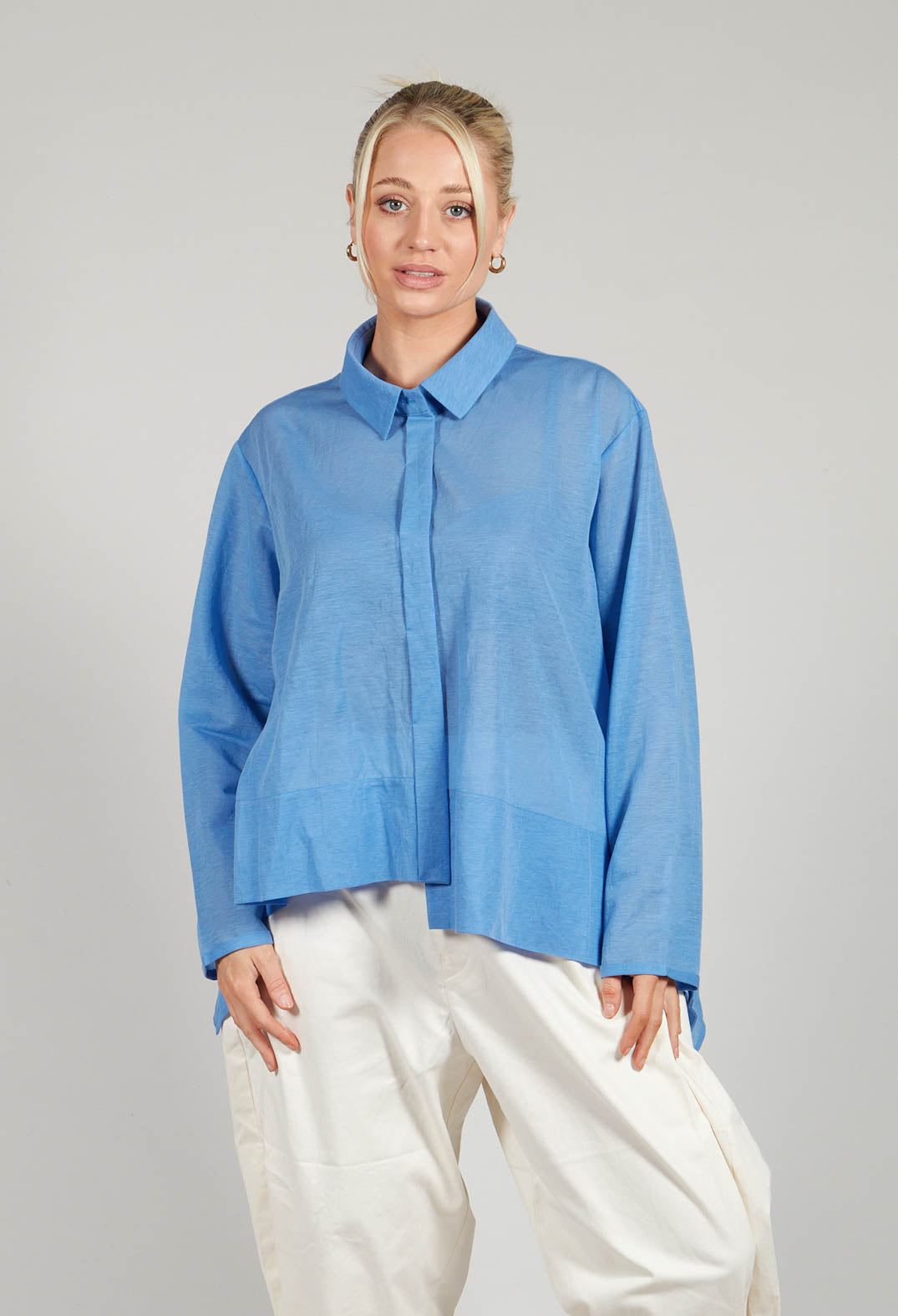 Front Crop Shirt in Blue