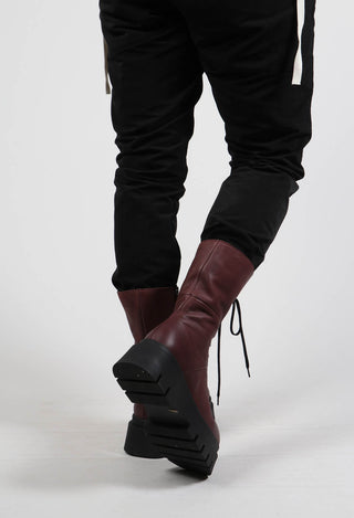 Front Lace Up Boots in Gasoline Melanzana