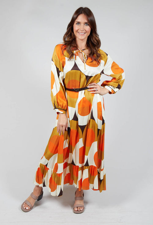 Long Sleeve Maxi Dress in Circle Print
