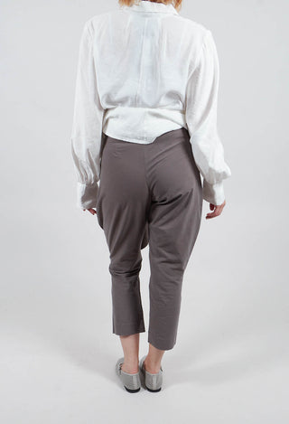 Khaki Trousers with Pleats and Front Tie