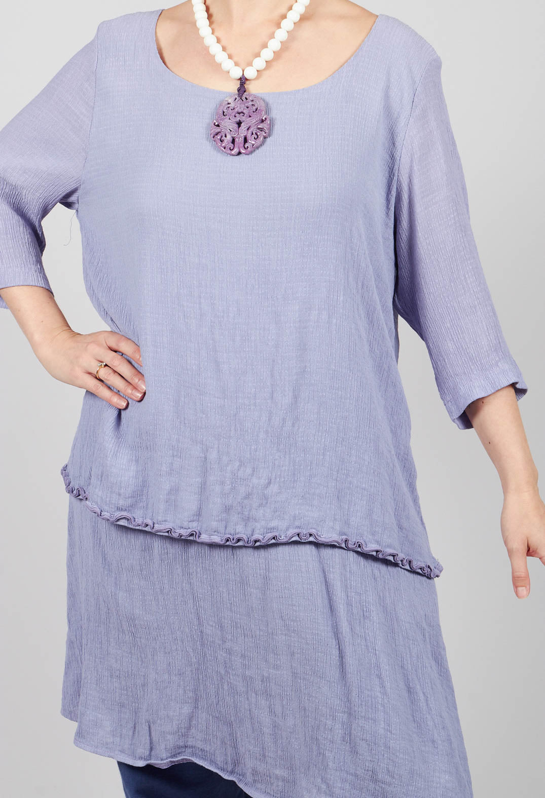 Long Double Layer Tunic in Grape