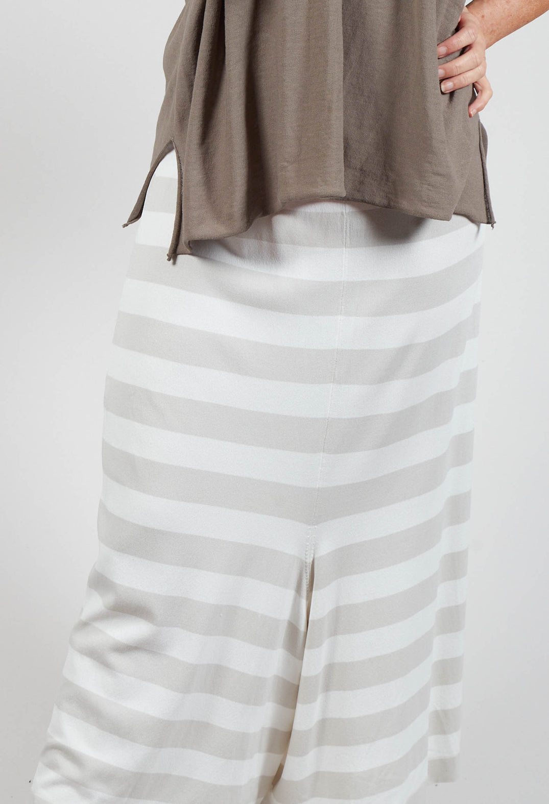 Stretch Loose Fit Trousers in Oatmeal Stripe