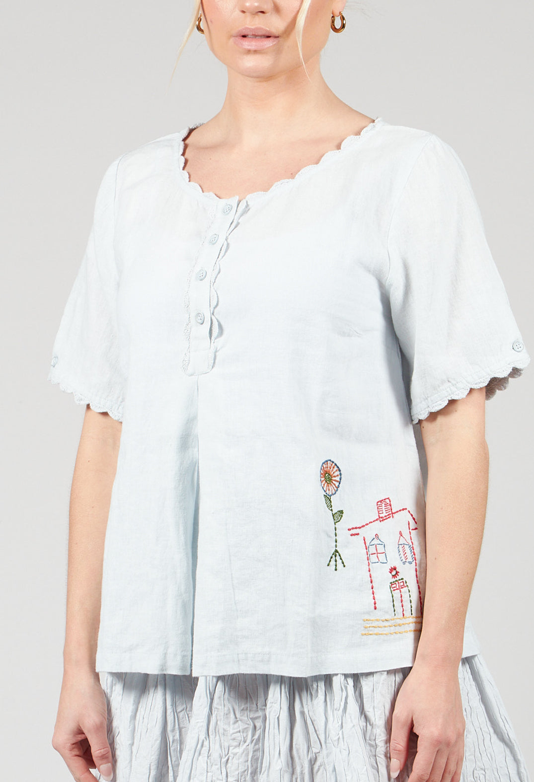 Gabriella Blouse in Ice Blue