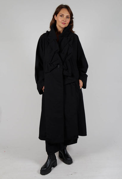 Rundholz Mainline Gathered Coat in Black | Olivia May