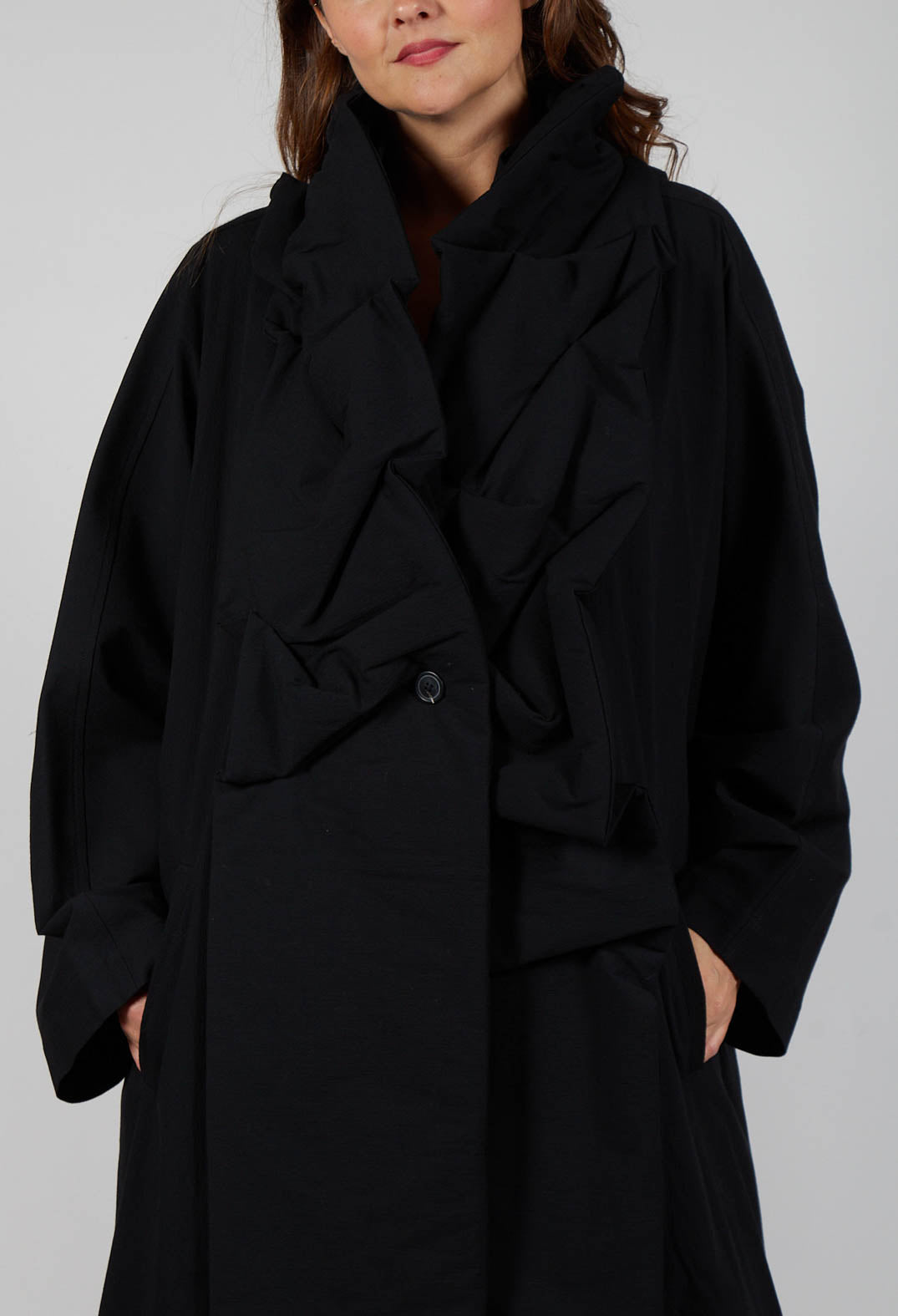 Gathered Coat in Black