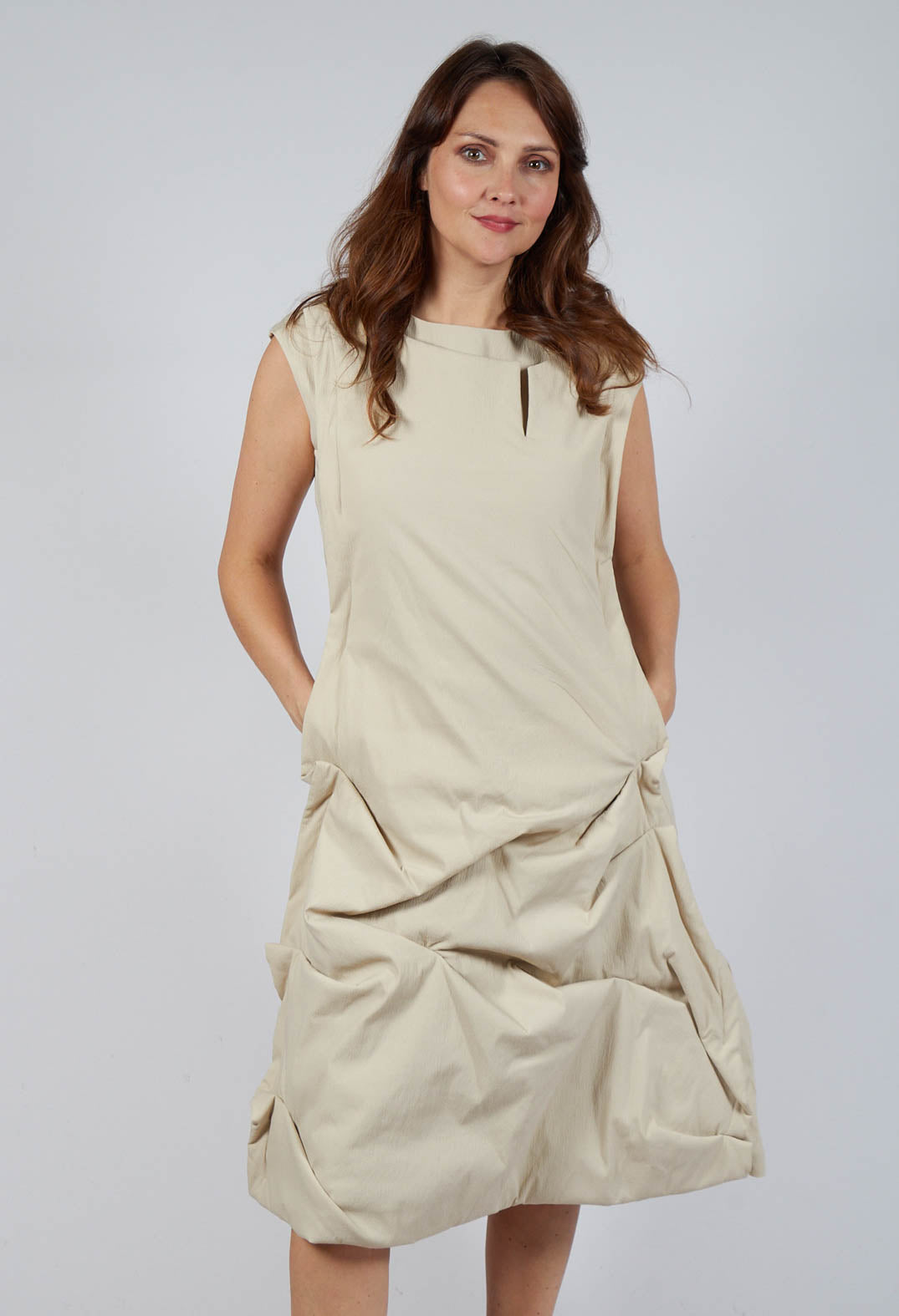 Gathered Dress in Bone