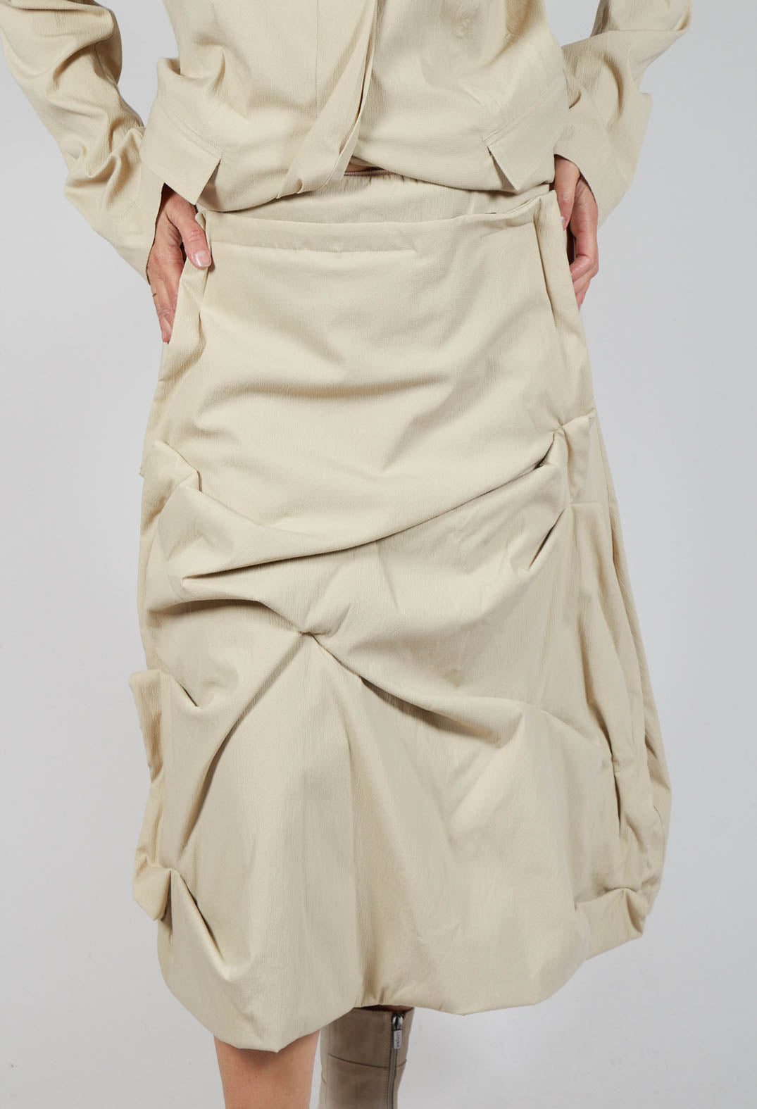 Gathered Midi Skirt in Bone