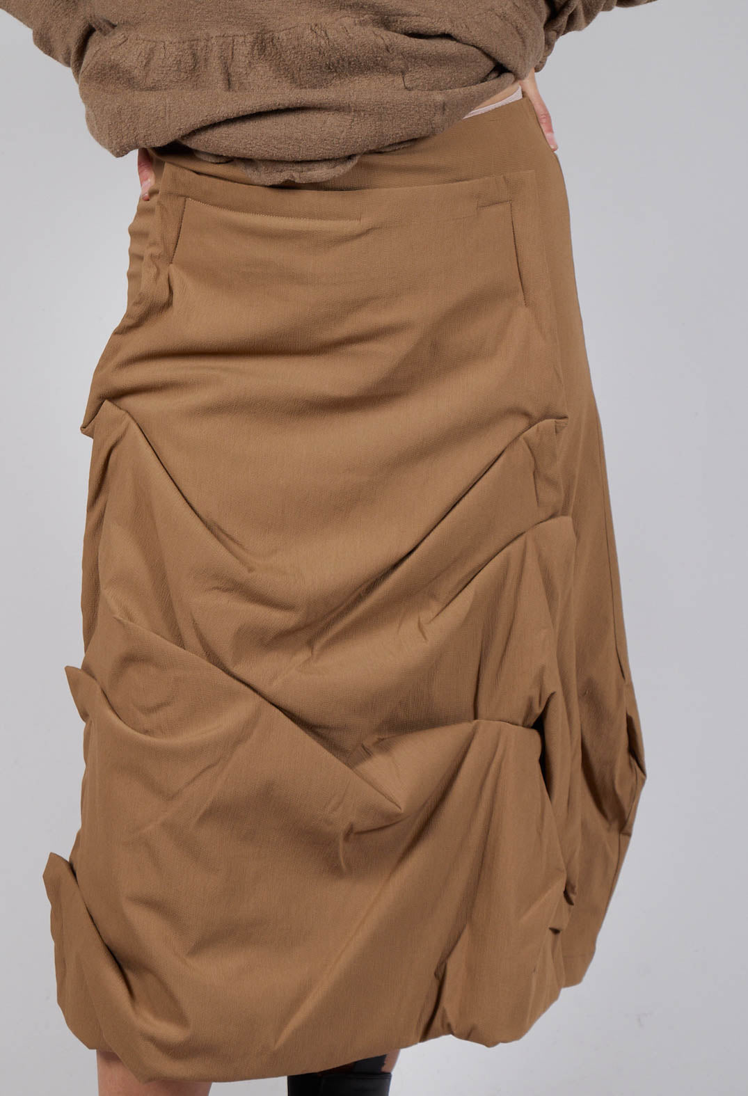 Gathered Midi Skirt in Camel