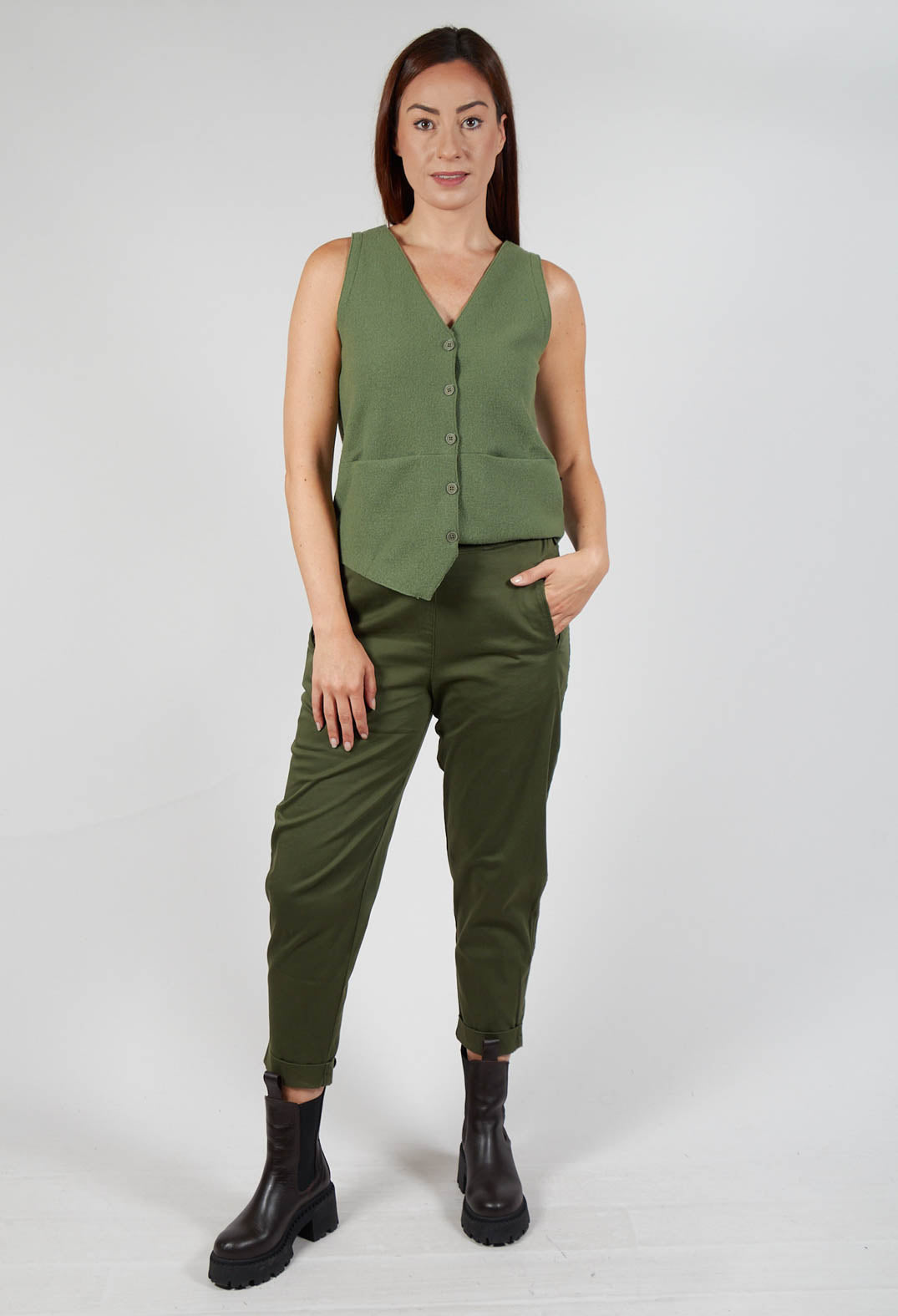 Geisha Long Trousers in Khaki