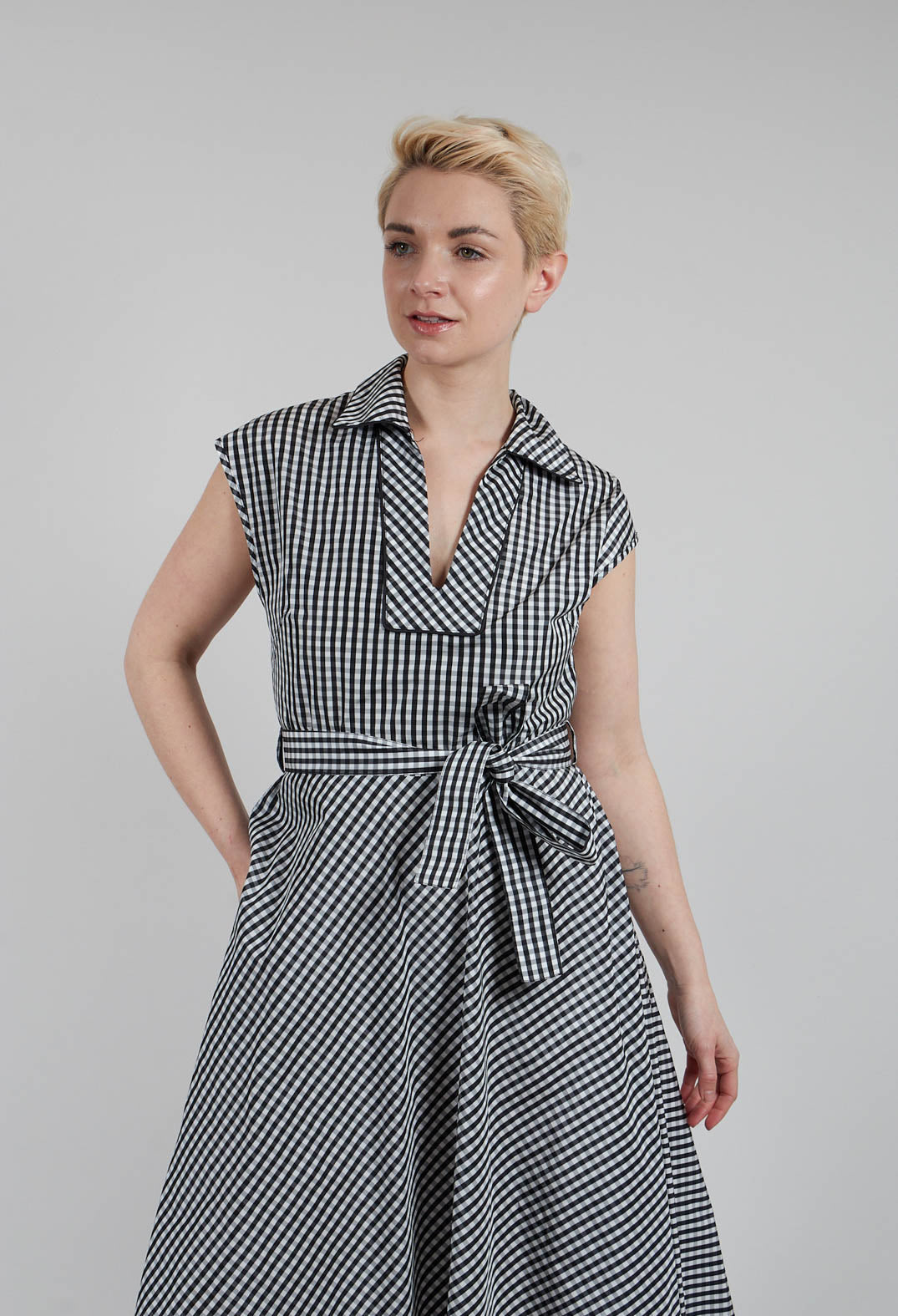 Sfizio Gingham Polo Dress in Micro Check – Olivia May