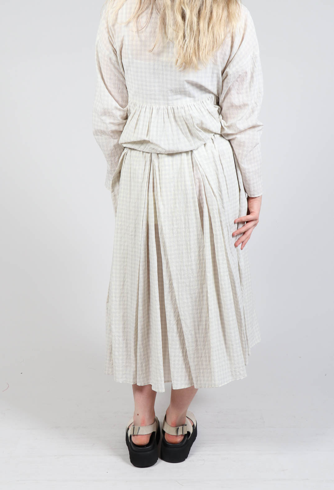 Gingham Skirt in Limestone