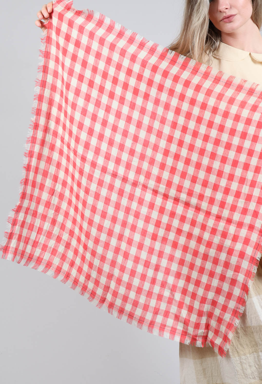 Gingham Square Scarf in Strawberry