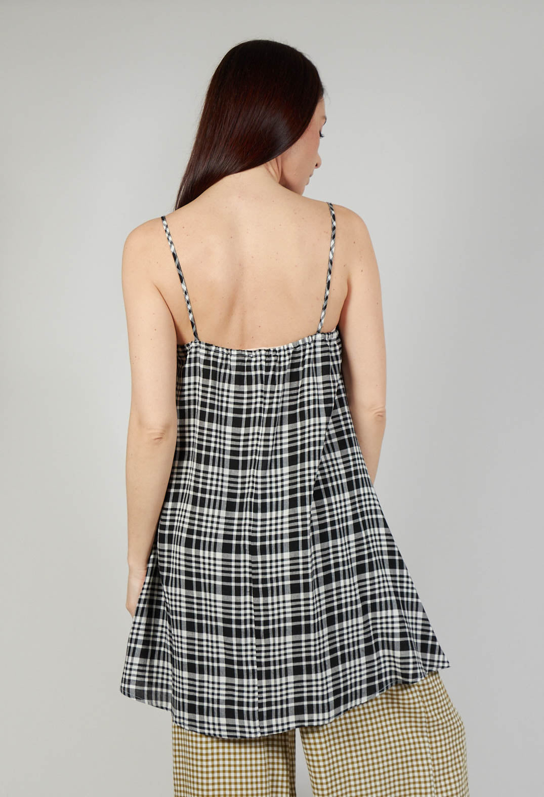 Gingham Tunic Vest in Nero