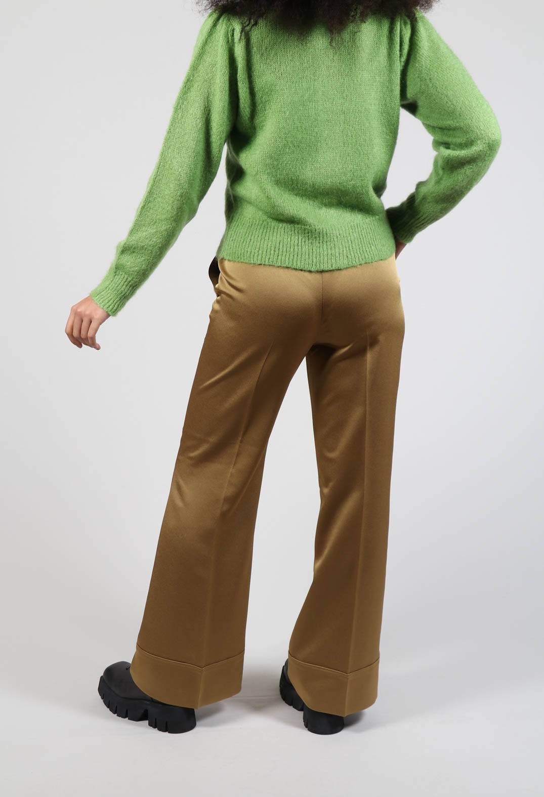 Gloss Satin Trousers in Tobacco