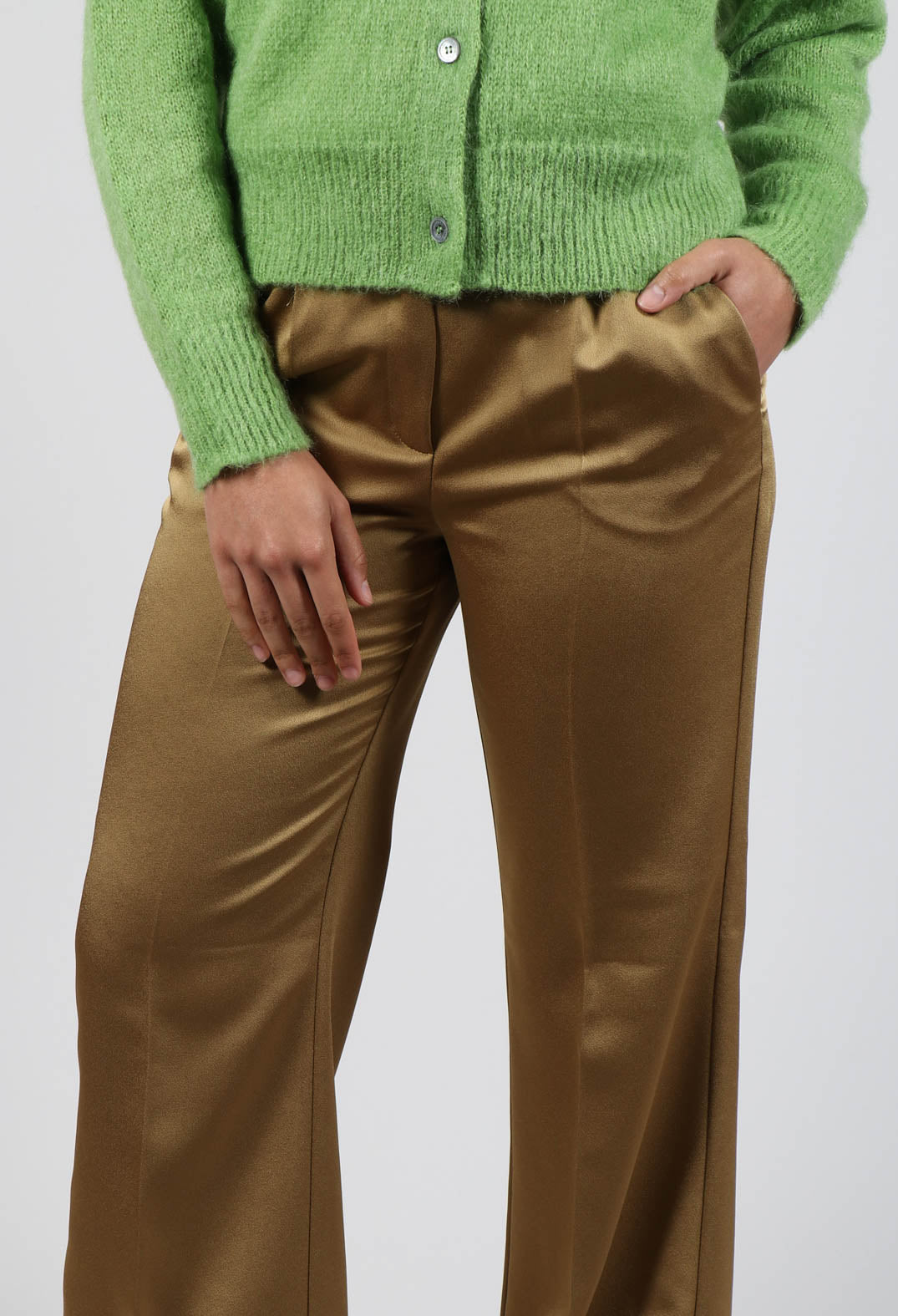 Gloss Satin Trousers in Tobacco