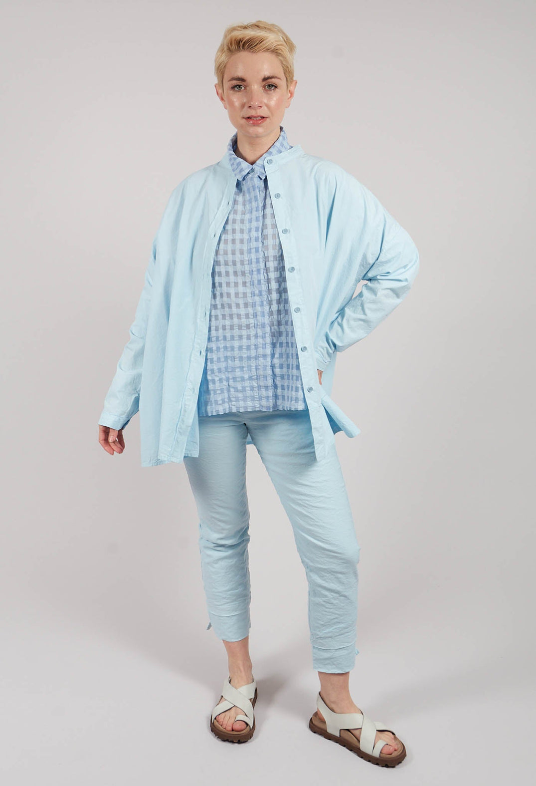 Grandad Collar Shirt in Cielo