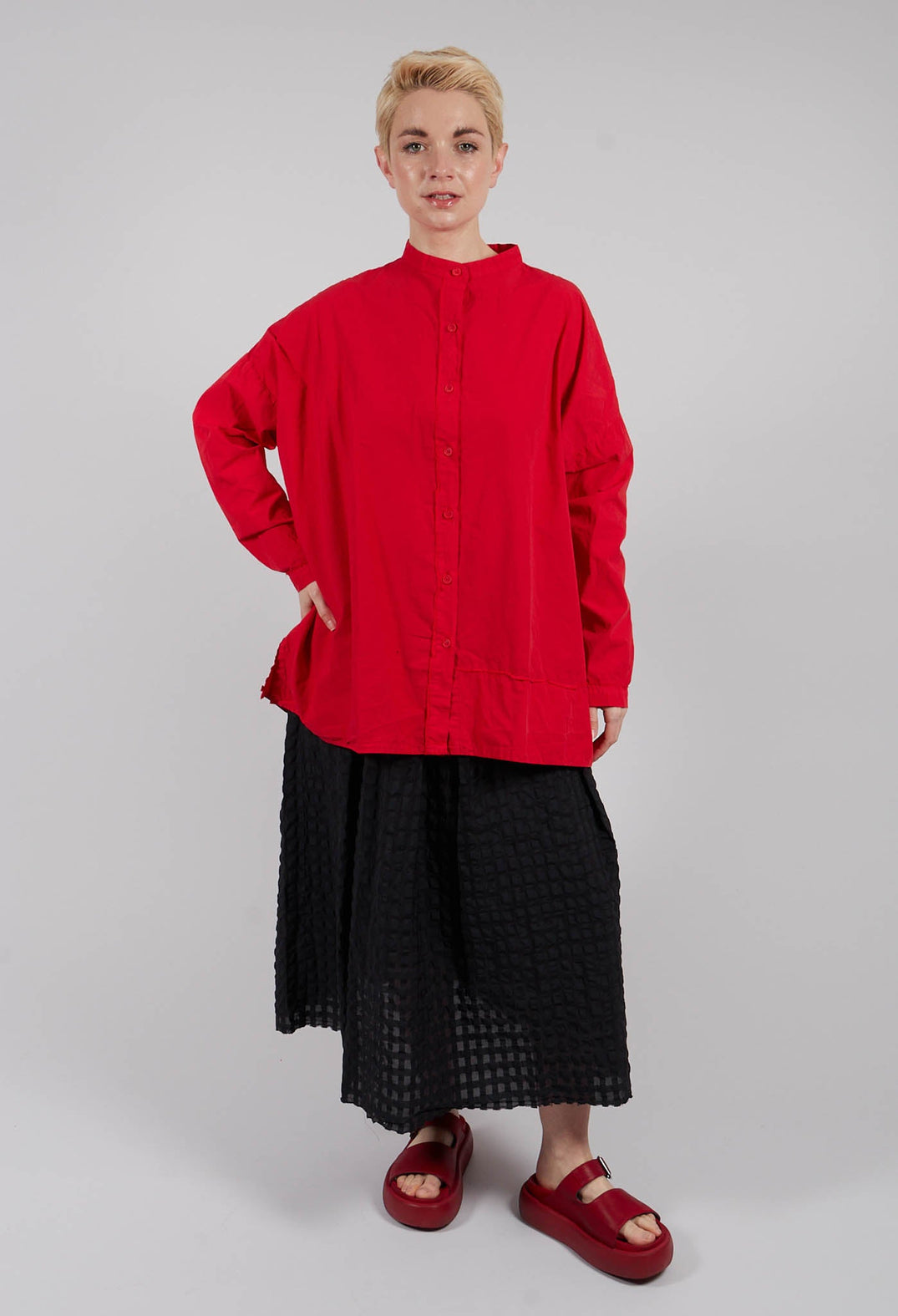 Grandad Collar Shirt in Pomodoro
