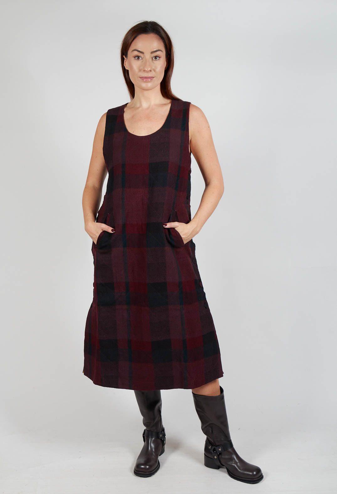Gray Dress in Maroon