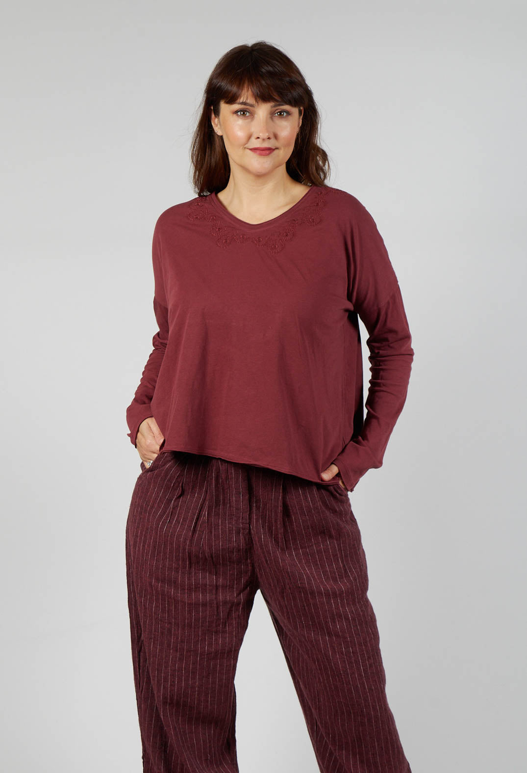 Ewa I Walla Gyrid Top in Burgundy | Olivia May
