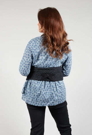 Cropped Gilet with Wrap Around Neck in Graphic