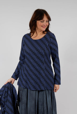 Spotty Jacquard Flared Tunic with Pockets in Blueberry