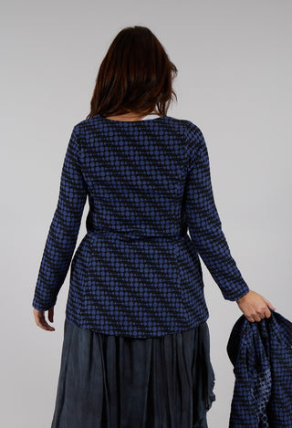 Spotty Jacquard Flared Tunic with Pockets in Blueberry