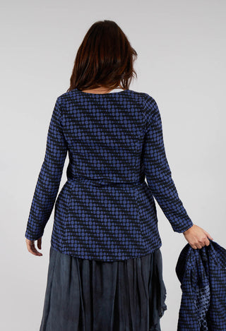 Spotty Jacquard Flared Tunic with Pockets in Blueberry