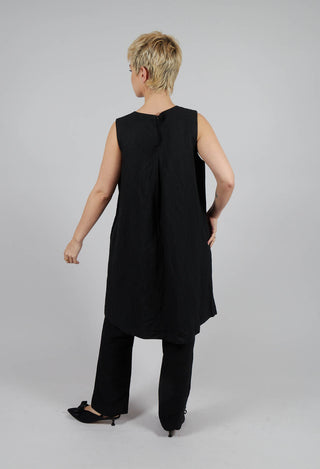 Shift Dress with Textured Front in Navy Mix