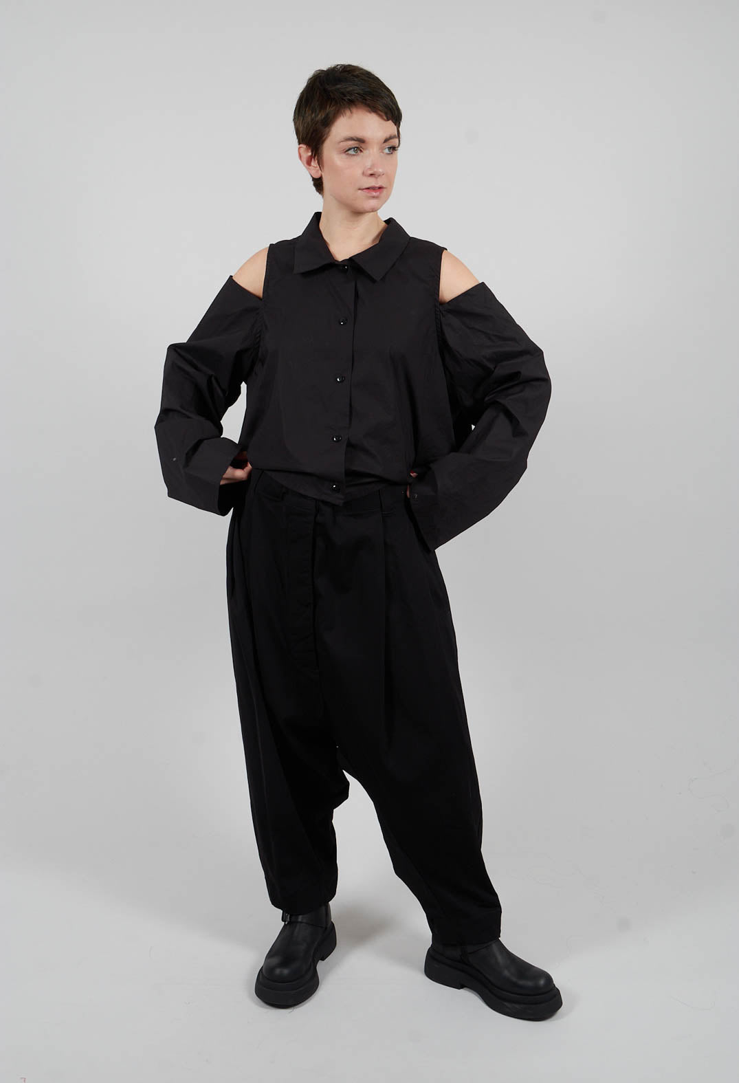 Ragborg Drop Crotch Trousers in Black