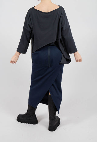Pencil Skirt with Back Slit in Navy