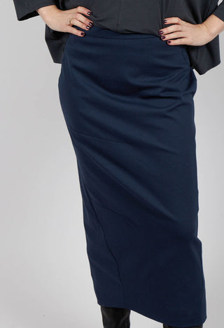 Pencil Skirt with Back Slit in Navy