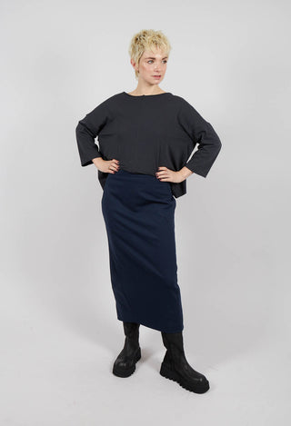 Pencil Skirt with Back Slit in Navy