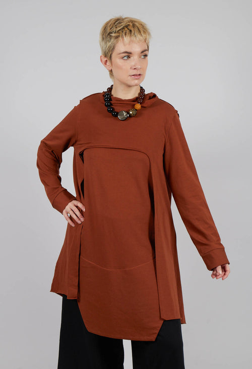 Open Front Top with Long Sleeves in Burnt Orange
