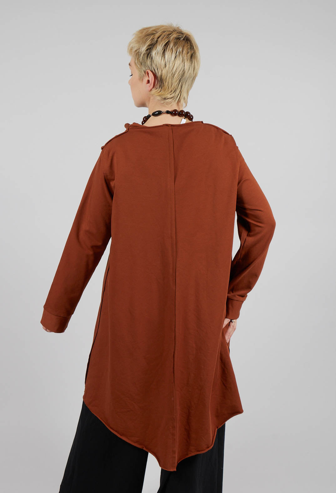 Open Front Top with Long Sleeves in Burnt Orange