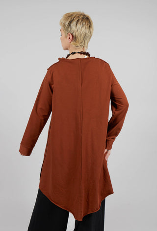 Open Front Top with Long Sleeves in Burnt Orange