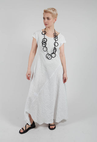Haku Dress in White with Black Stripes