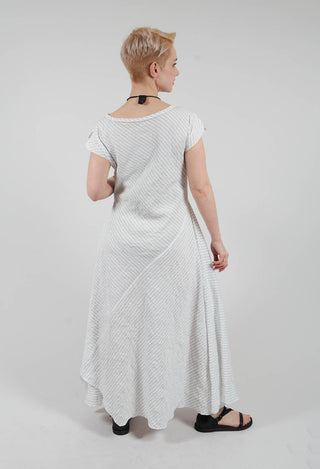 Haku Dress in White with Black Stripes