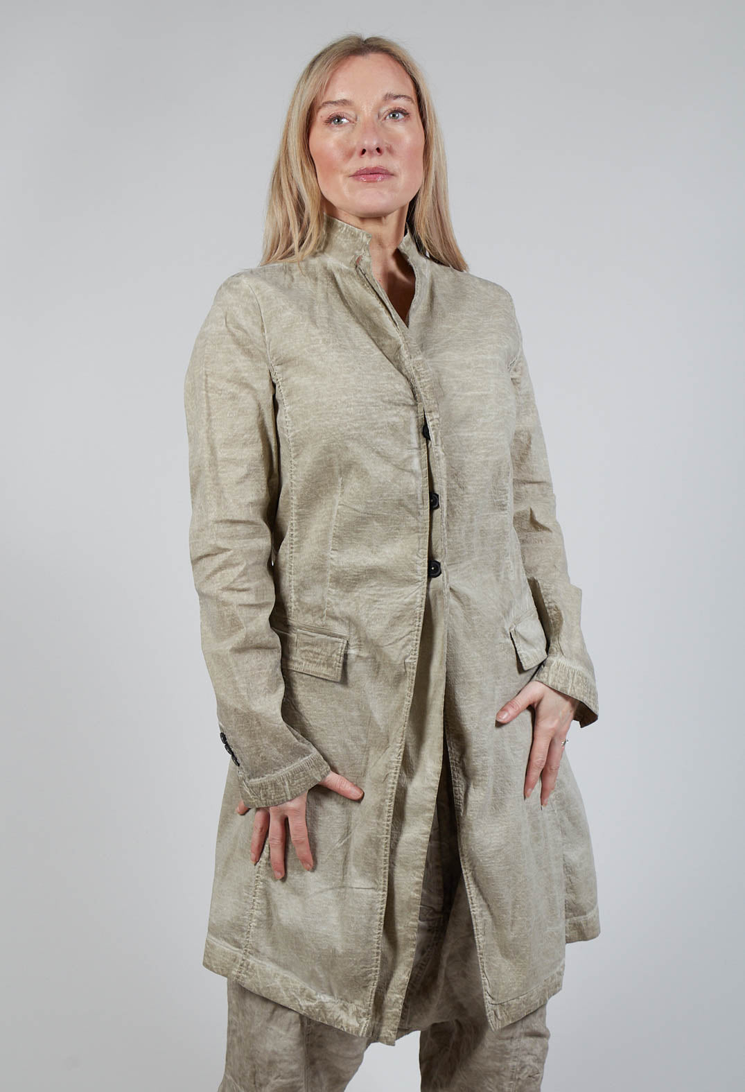 Half-Placket Coat in Straw Cloud