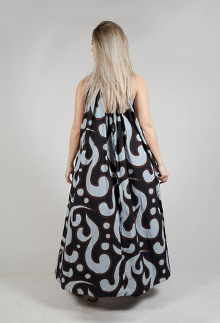 Halterneck Dress in Brown Print