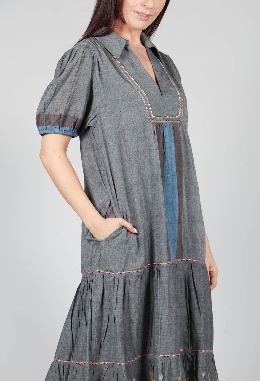 Handwoven Dress in Slate Grey