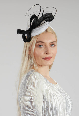 Headband Fascinator in White and Black