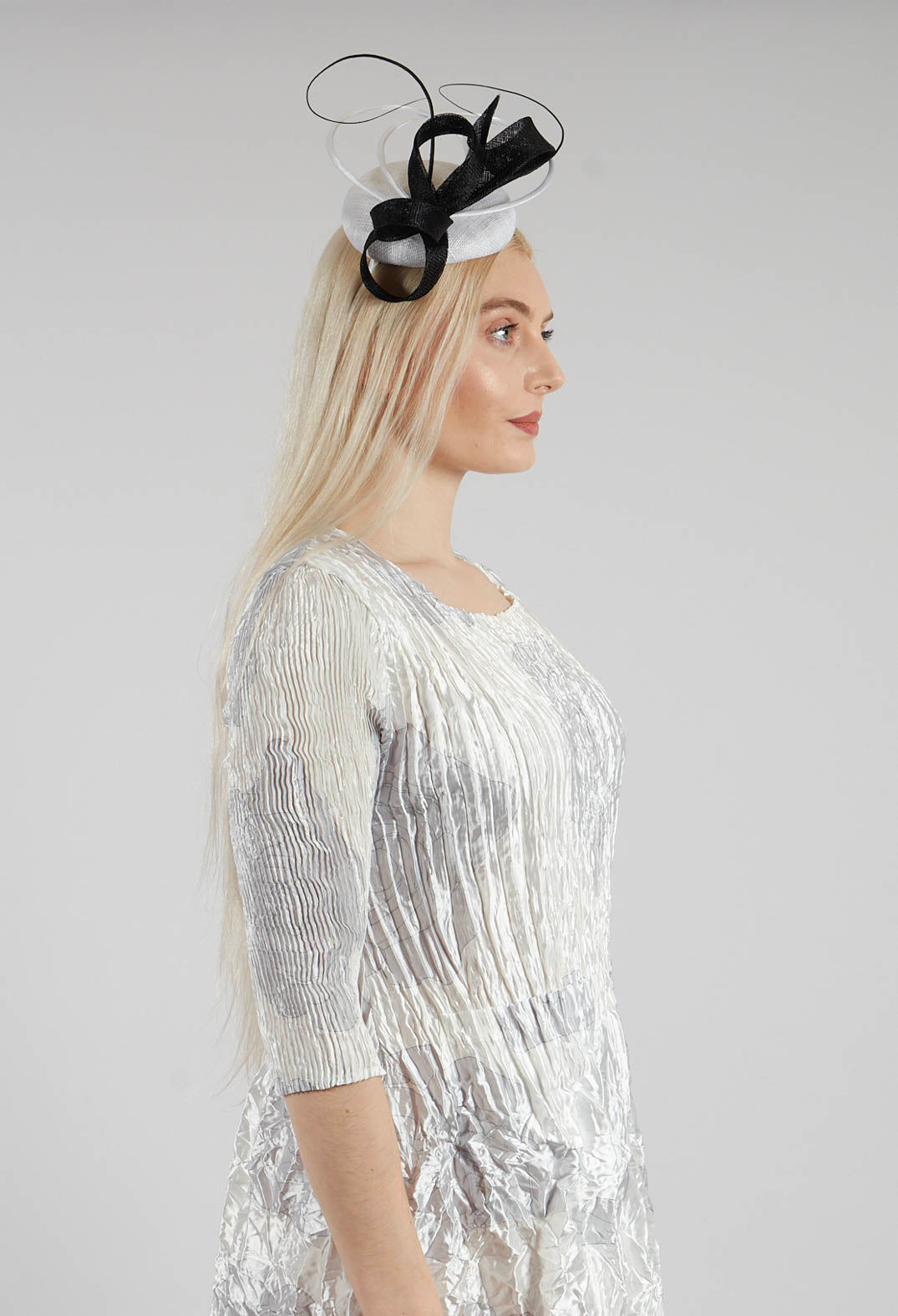 Headband Fascinator in White and Black