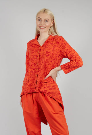 Hi Lo Jacket in Orange with Red Seregraphy