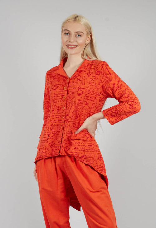Hi Lo Jacket in Orange with Red Seregraphy