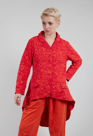 Hi Lo Jacket in Red with Orange Seregraphy
