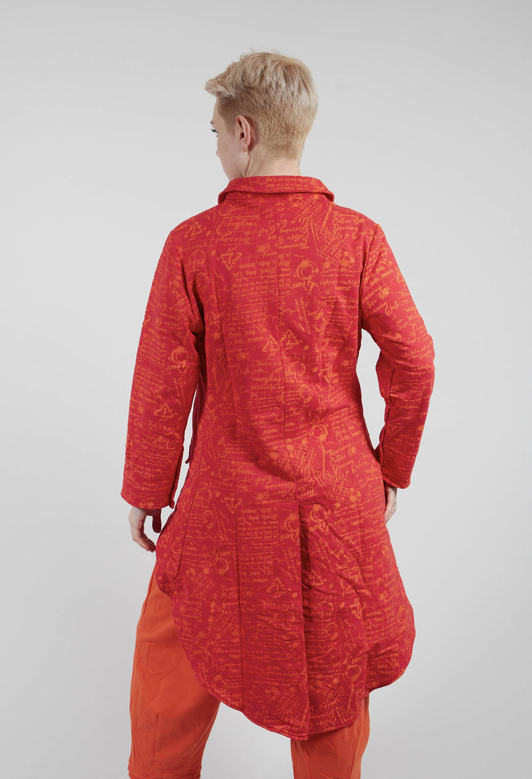 Hi Lo Jacket in Red with Orange Seregraphy