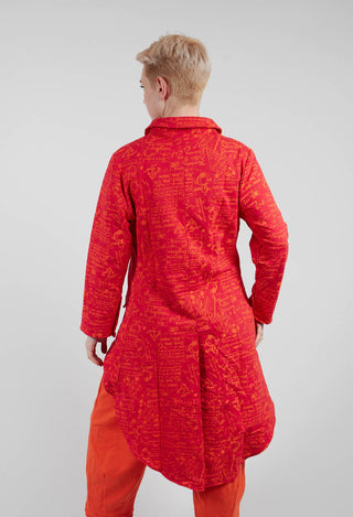 Hi Lo Jacket in Red with Orange Seregraphy